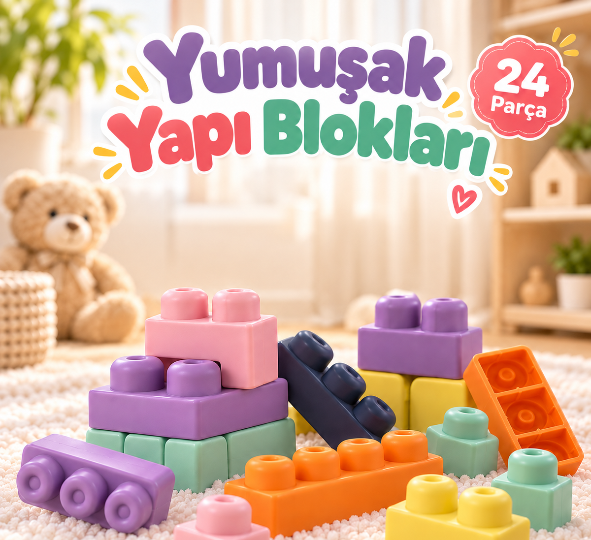 Larone MiniBlocks – 24 Parça Yumuşak Yapı Blokları